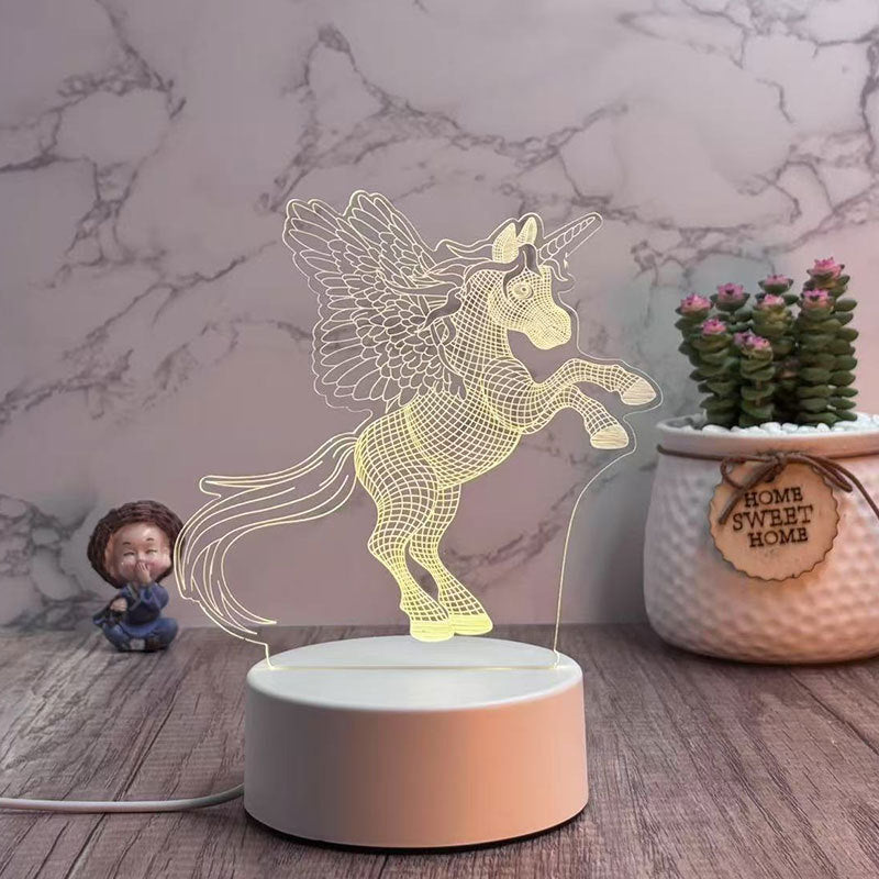 מנורת אווירה 3D מרהיבה – קסם של אור בכל פינה חד קרן מעופף