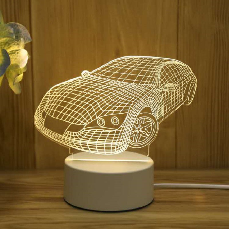 מנורת אווירה 3D מרהיבה – קסם של אור בכל פינה מכונית ספורט