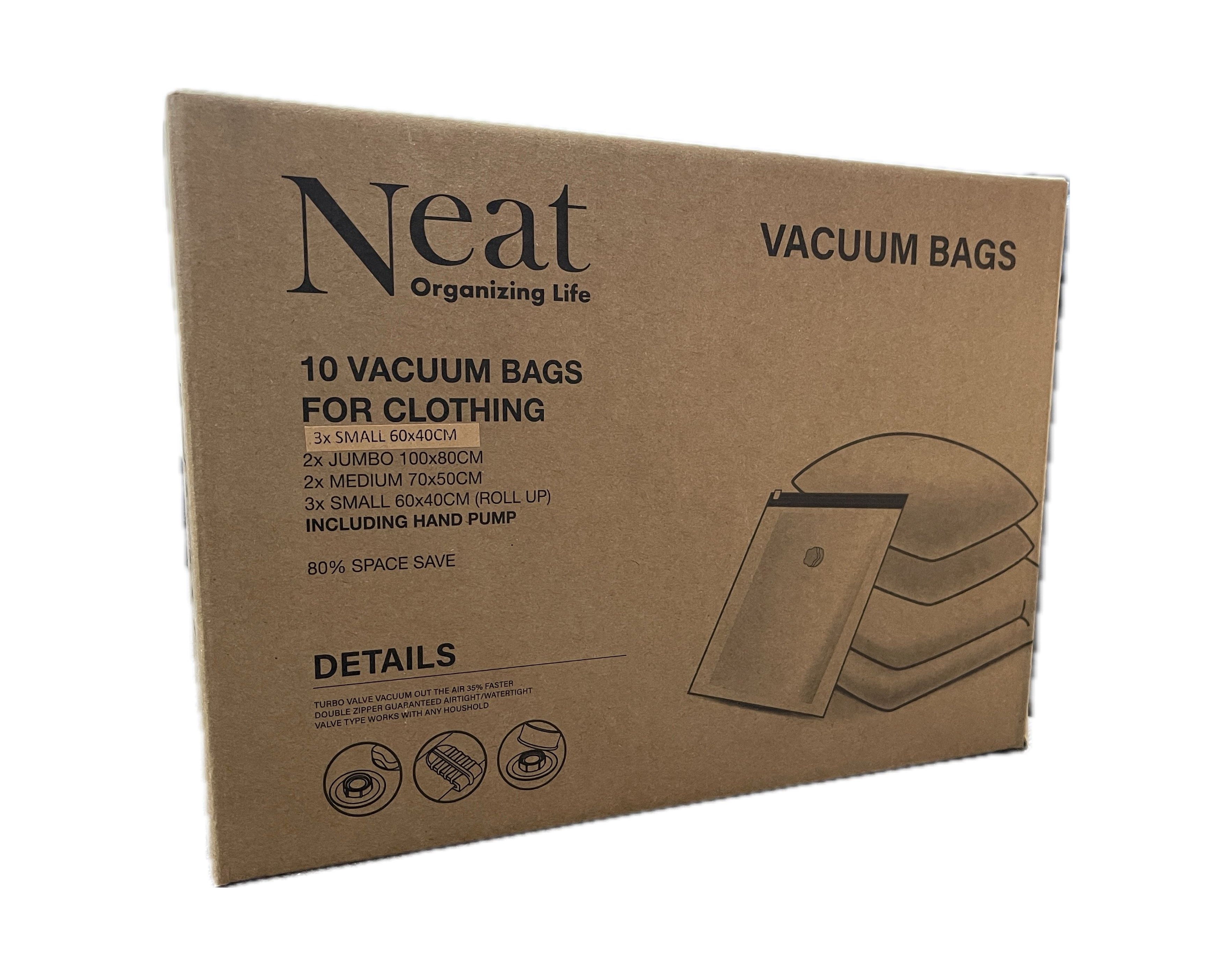 מארז 10 שקיות ואקום לאחסון בגדים, שמיכות ועוד + משאבה ידנית