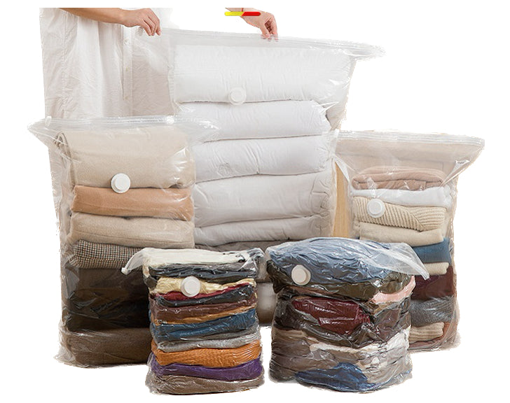 מארז 10 שקיות ואקום לאחסון בגדים, שמיכות ועוד + משאבה ידנית