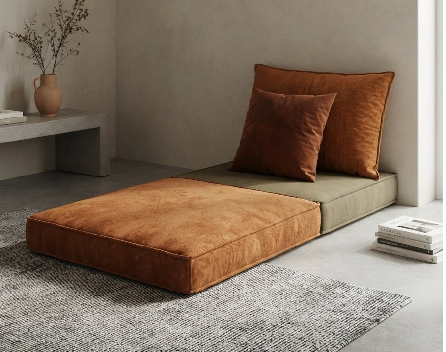 ספת יחיד מודולארית 4 חלקים double brown הופכת למיטה וניתנת להרחבה, מבית Fluffies