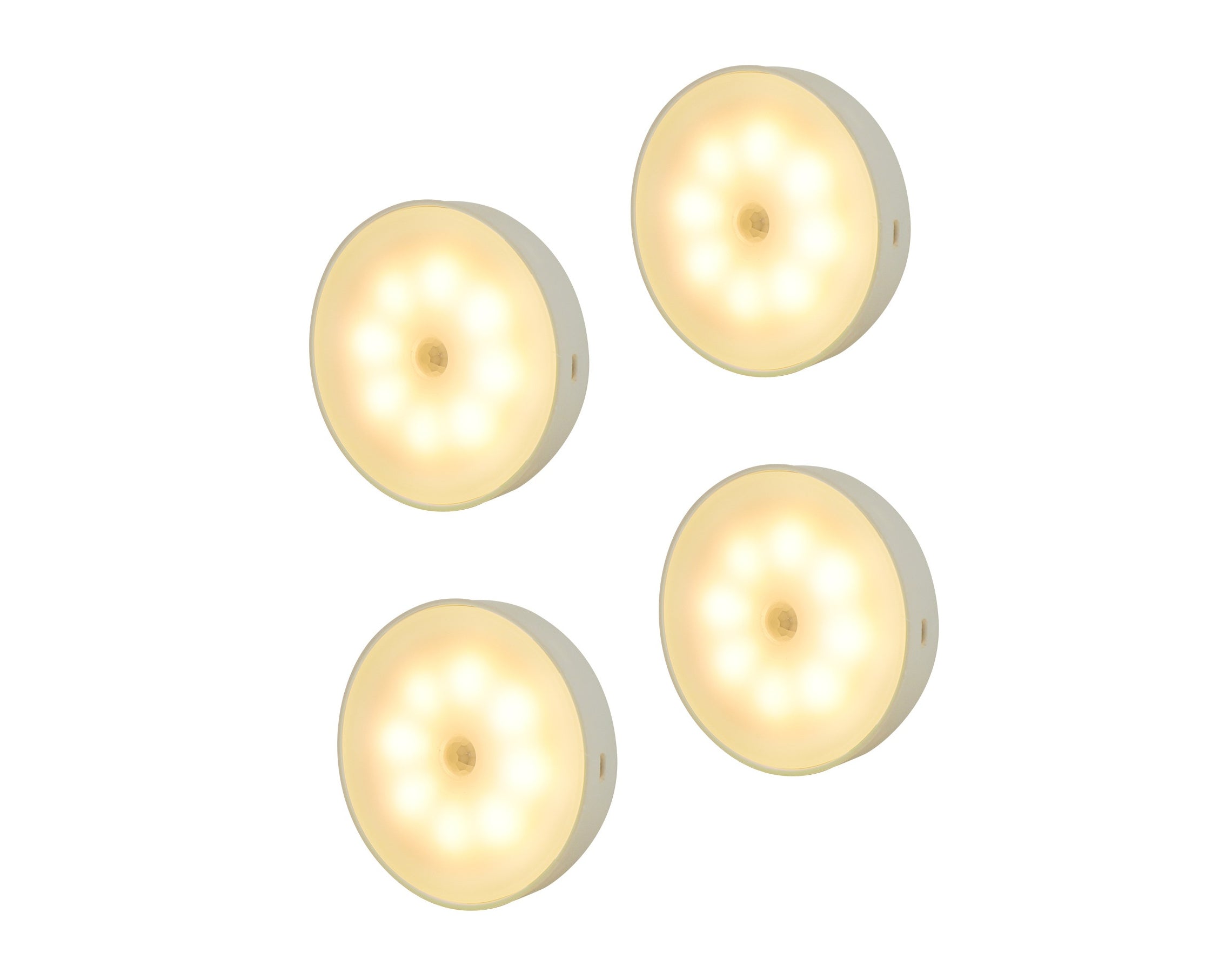 מארז 4 גופי תאורת חירום ולילה LED נטענים עם חיישן תנועה ואור