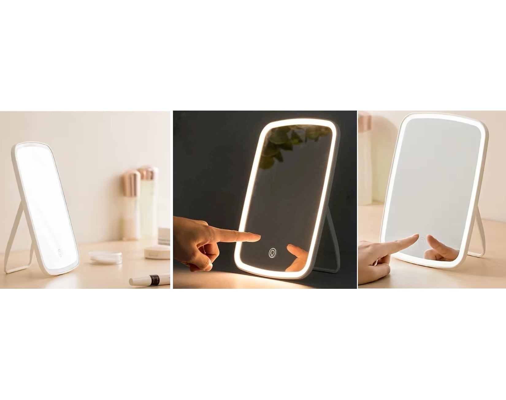 מראת איפור מתקפלת לבית ולטיולים משולבת תאורת LED