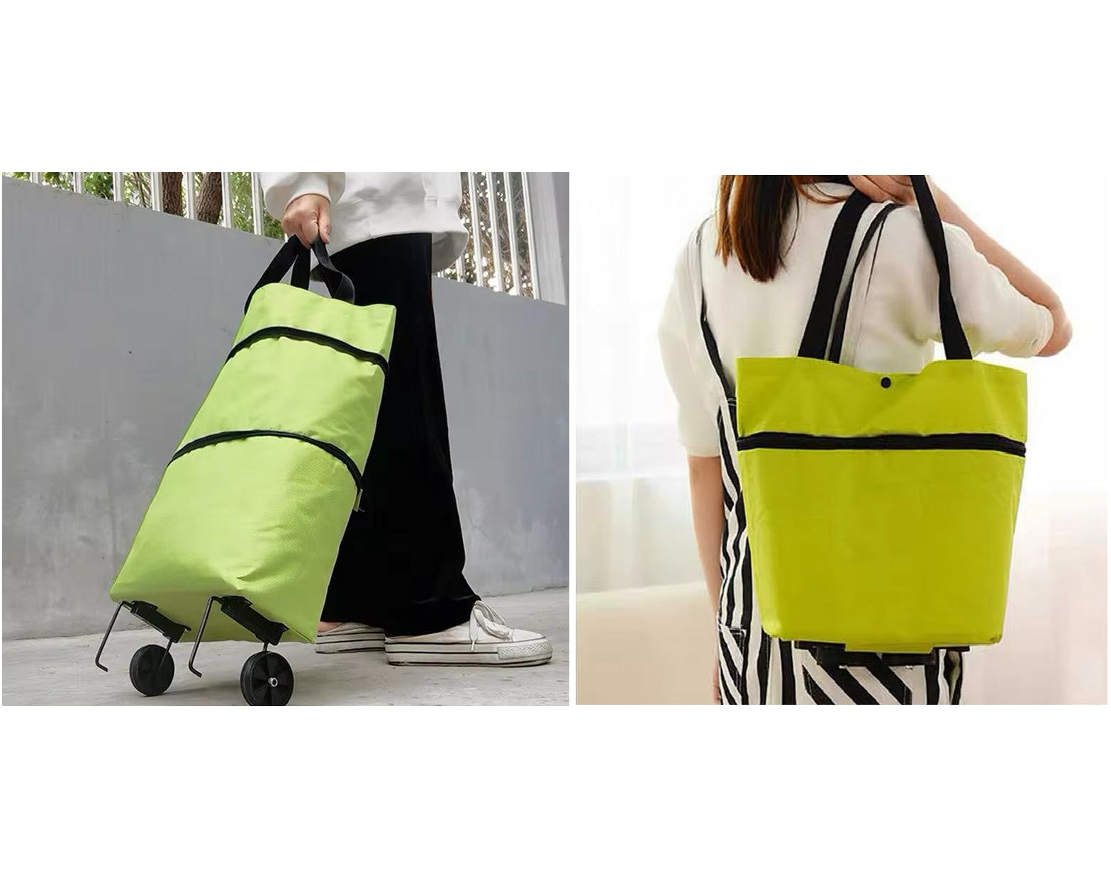 עגלת קניות מתקפלת שהופכת לתיק משלבת גלגלים מתקפלים