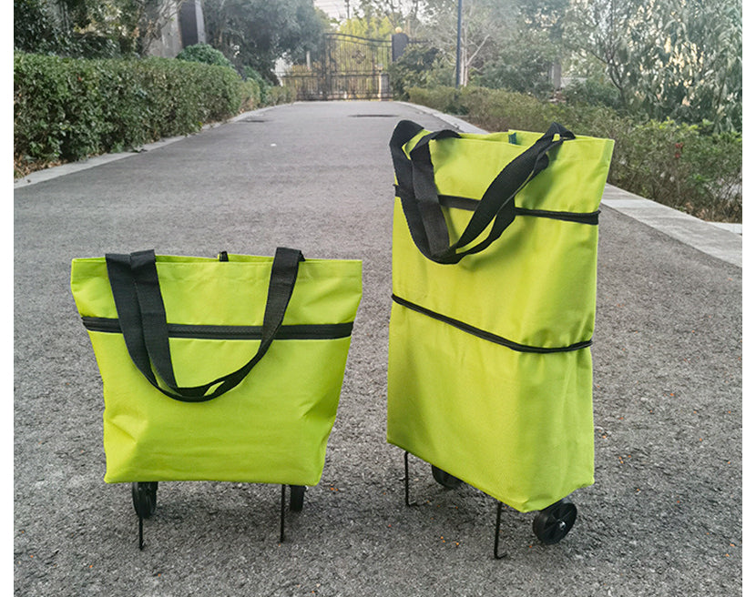 עגלת קניות מתקפלת שהופכת לתיק משלבת גלגלים מתקפלים