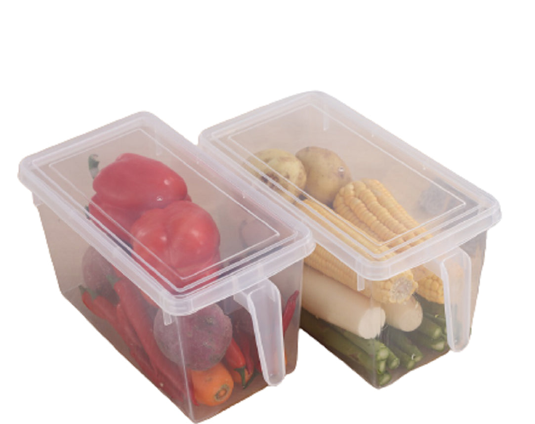 זוג קופסאות אחסון למזון בעלות ידית אחיזה ומכסה, מושלם לסדר במקרר או במזווה מבית NEAT