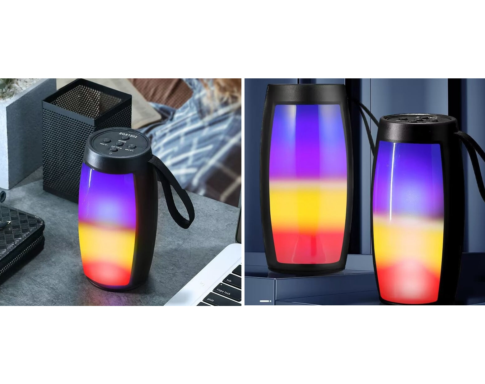 רמקול BT נייד ונטען המשלב תאורה צבעונית (ללא בס, לילדים ונוער)