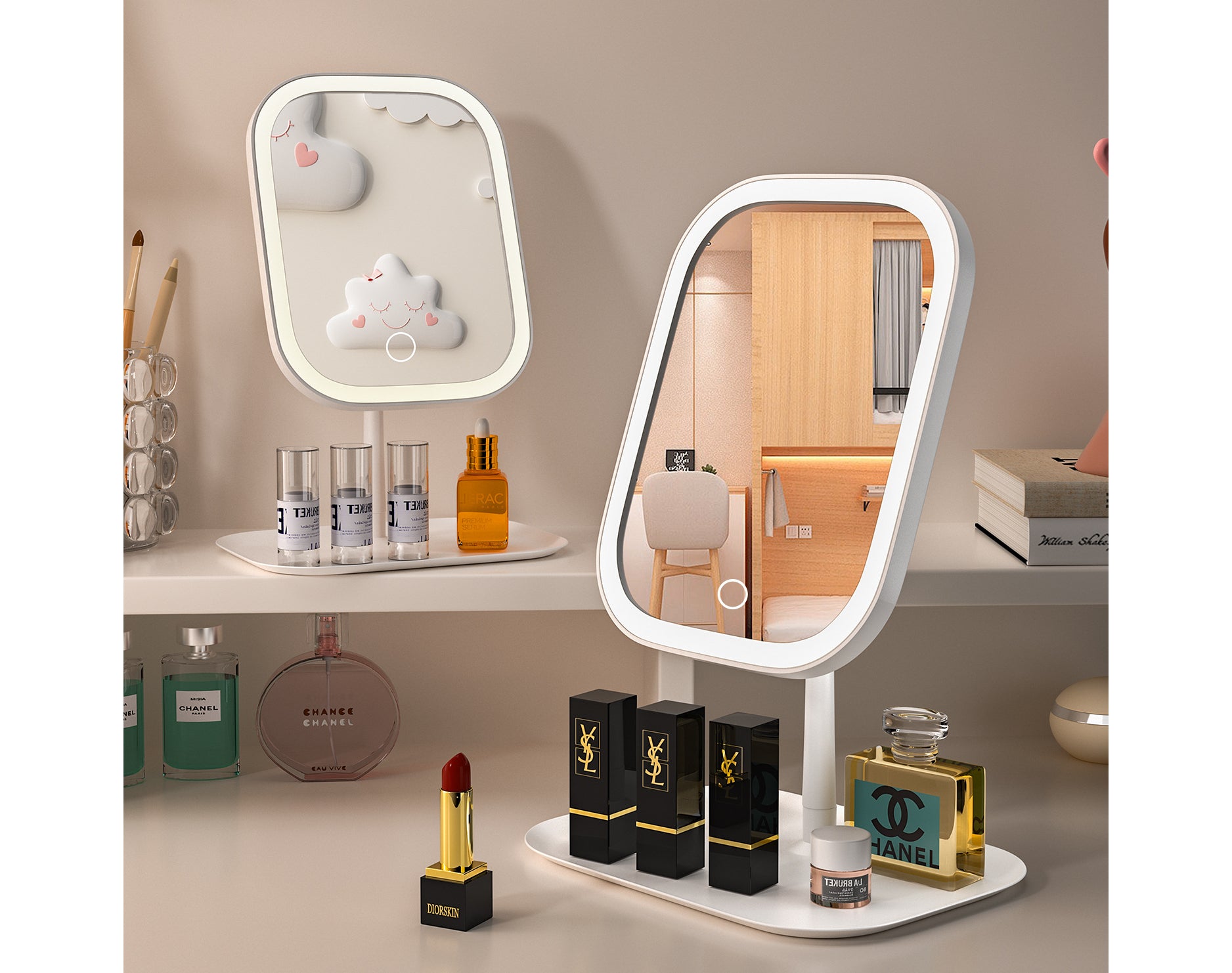 מראת התארגנות מתכווננת משולבת תאורת טאץ LED