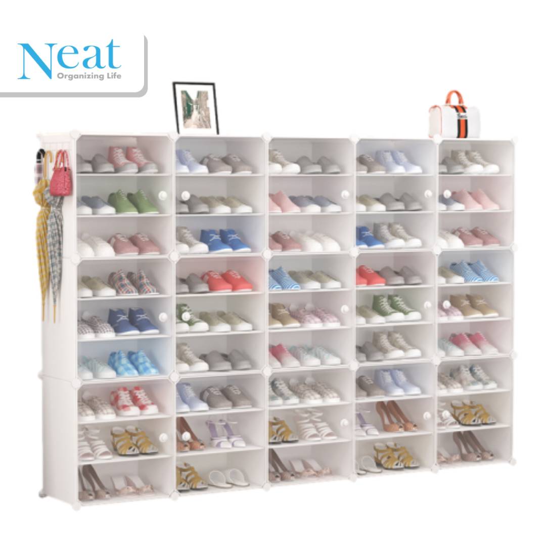 ארון נעליים מודולארי לבן לכ- 90 זוגות נעלים