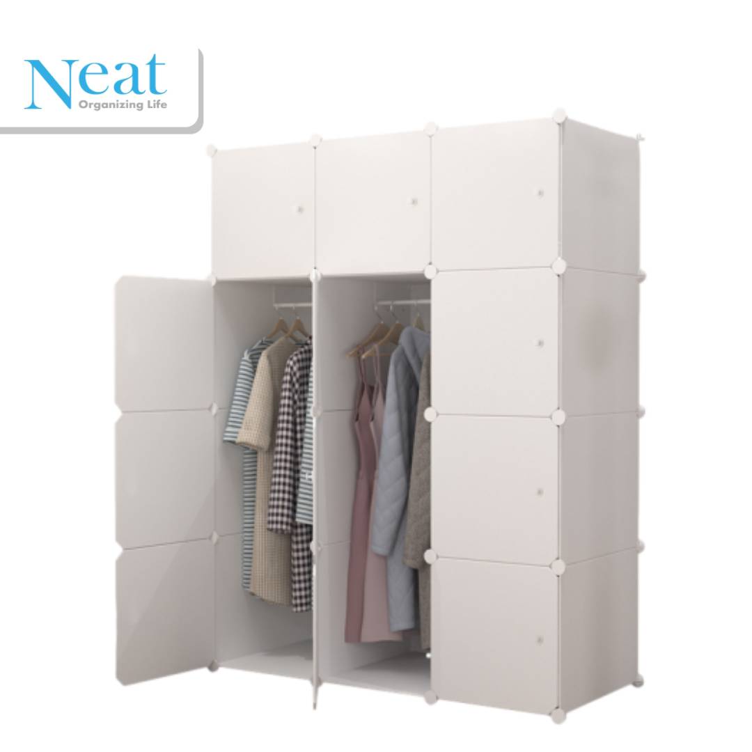 ארון אחסון מודולרי ADI המשלב 6 תאי אחסון בגדים ונעלים ו-2 תאי תליה