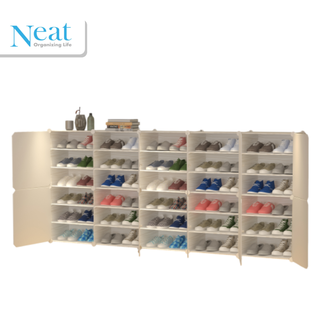 MAZY - ארון נעליים מודולארי לבן לכ- 60 זוגות נעלים